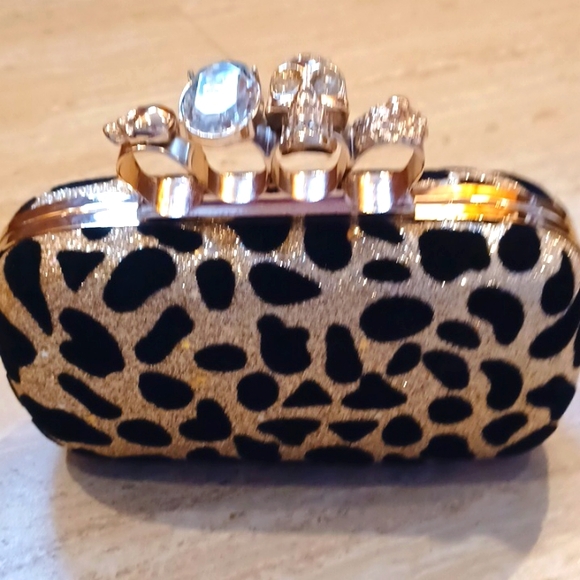 Handbags - Unique Black/Shimmery Gold Clutch